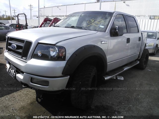 1FTPW14515KE70641 - 2005 FORD F150 SUPERCREW SILVER photo 2