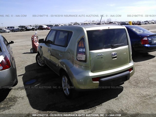 KNDJT2A22A7167038 - 2010 KIA SOUL +/!/SPORT GREEN photo 3