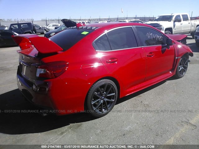 JF1VA1C64J8803170 - 2018 SUBARU WRX PREMIUM RED photo 4