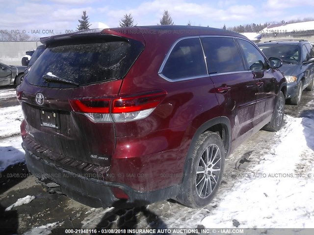 5TDJZRFH4HS362529 - 2017 TOYOTA HIGHLANDER SE/XLE MAROON photo 4