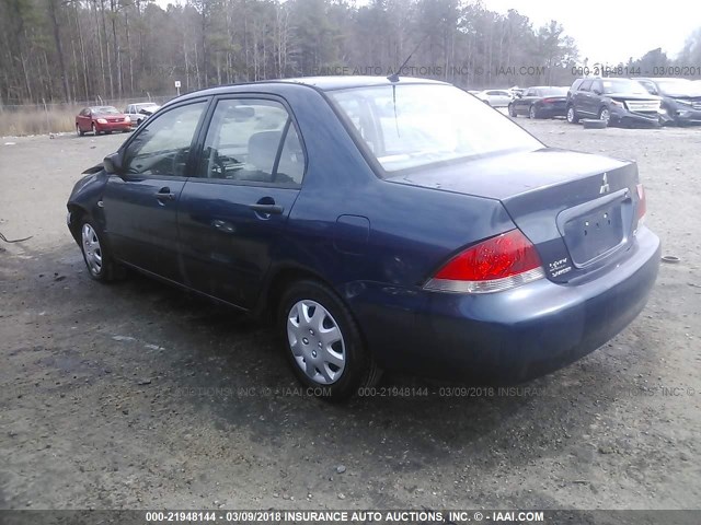 JA3AJ26E54U023674 - 2004 MITSUBISHI LANCER ES BLUE photo 3