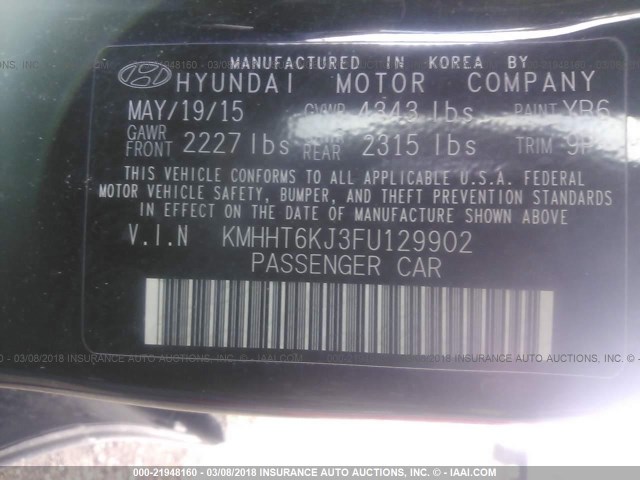 KMHHT6KJ3FU129902 - 2015 HYUNDAI GENESIS COUPE 3.8L BLACK photo 6