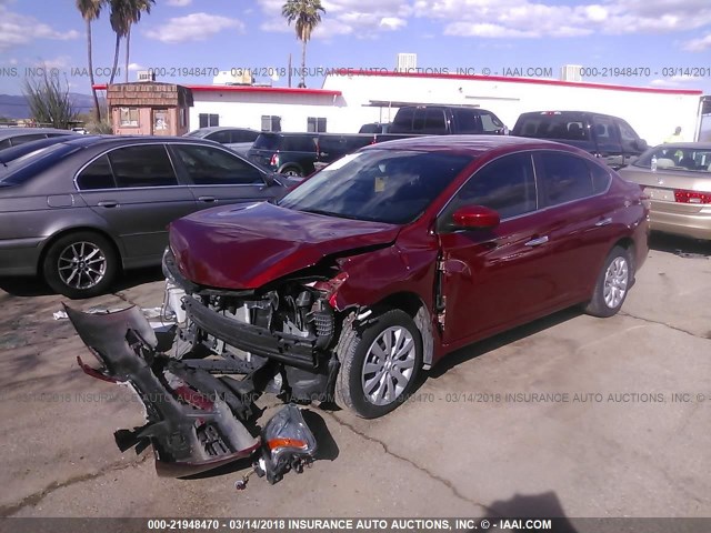 3N1AB7AP8FL675628 - 2015 NISSAN SENTRA S/SV/SR/SL RED photo 2