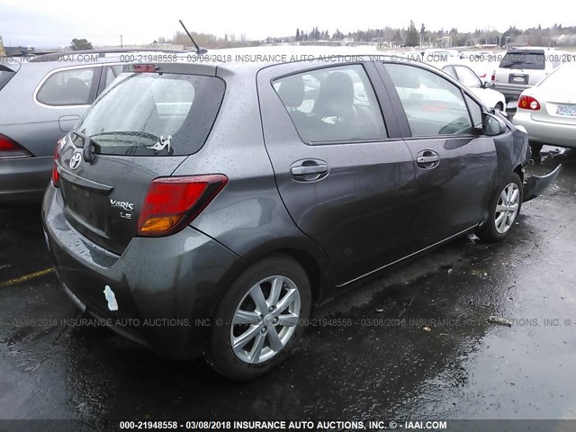 VNKKTUD32FA019655 - 2015 TOYOTA YARIS GRAY photo 4