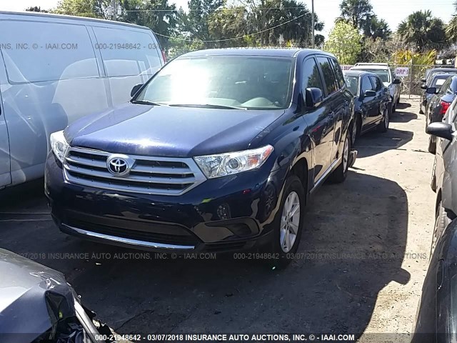 5TDZA3EH6DS044382 - 2013 TOYOTA HIGHLANDER PLUS BLUE photo 2