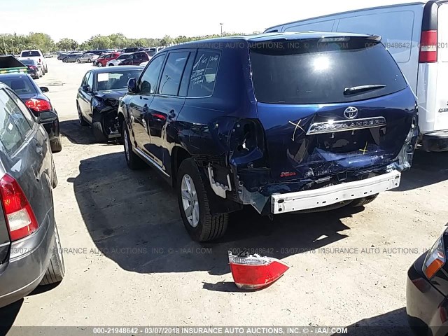 5TDZA3EH6DS044382 - 2013 TOYOTA HIGHLANDER PLUS BLUE photo 3