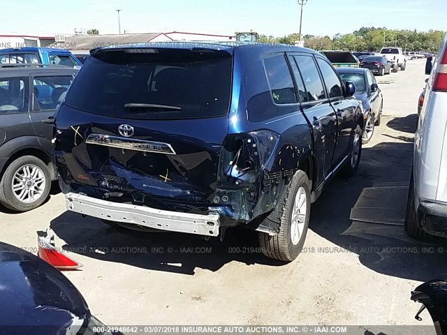 5TDZA3EH6DS044382 - 2013 TOYOTA HIGHLANDER PLUS BLUE photo 4