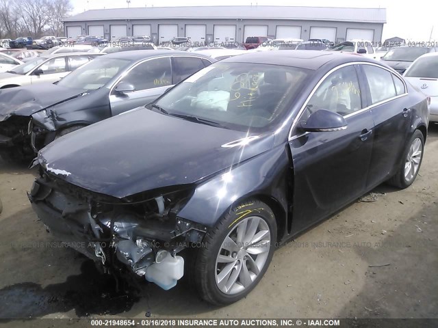 2G4GK5EX2E9182000 - 2014 BUICK REGAL BLUE photo 2