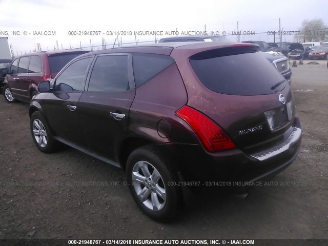 JN8AZ08T66W417108 - 2006 NISSAN MURANO SL/SE/S MAROON photo 3