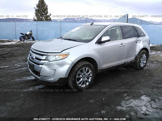 2FMDK4KC0EBA54541 - 2014 FORD EDGE LIMITED SILVER photo 2