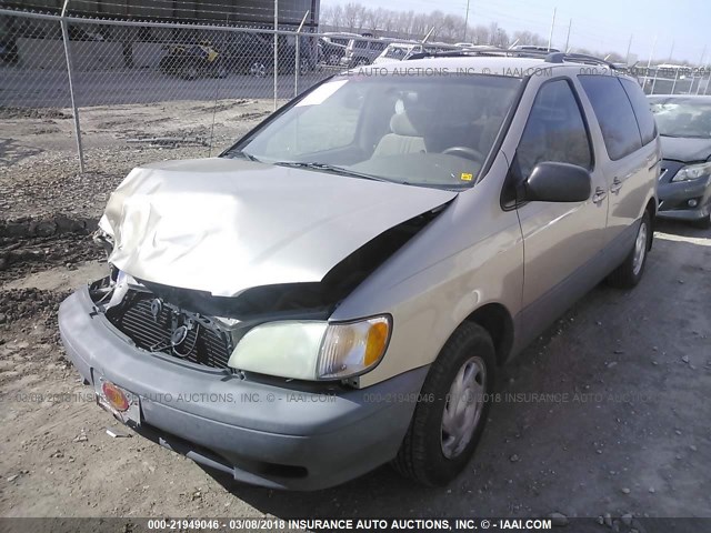 4T3ZF13C31U386489 - 2001 TOYOTA SIENNA LE/XLE GOLD photo 2