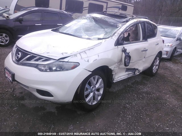 JN8AZ1MU9CW101699 - 2012 NISSAN MURANO S/SL/LE WHITE photo 2