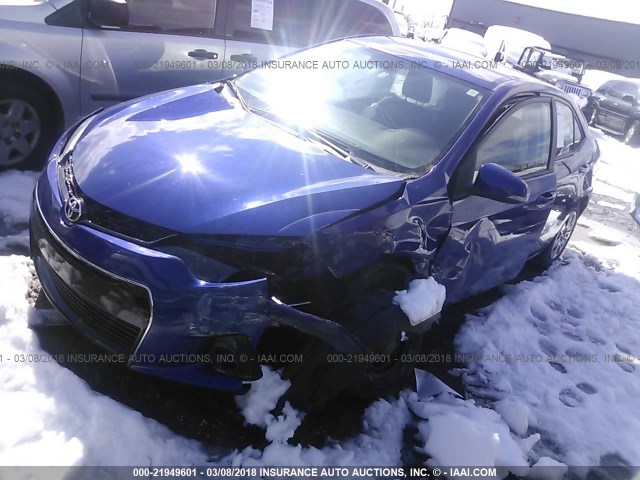 2T1BURHE2EC103774 - 2014 TOYOTA COROLLA L/LE/LE PLS/PRM/S/S PLS BLUE photo 2