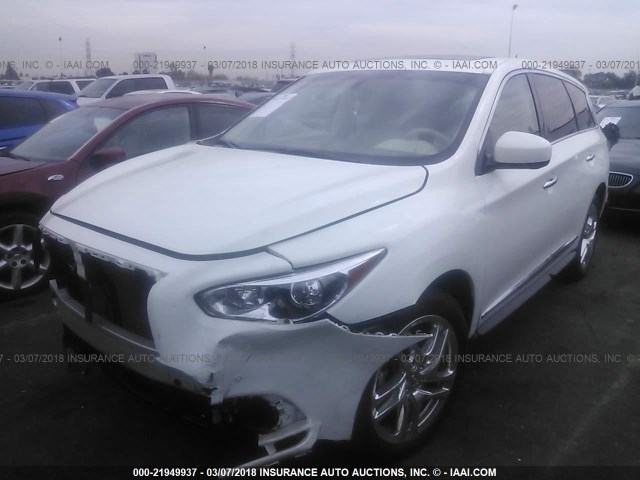 5N1AL0MN8DC320748 - 2013 INFINITI JX35 WHITE photo 2