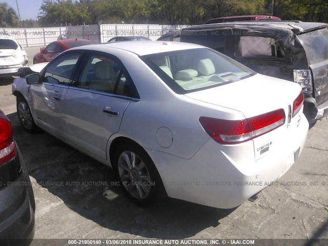 3LNDL2L36BR755582 - 2011 LINCOLN MKZ HYBRID WHITE photo 3