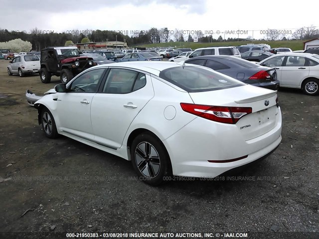 KNAGM4AD6D5058423 - 2013 KIA OPTIMA HYBRID WHITE photo 3