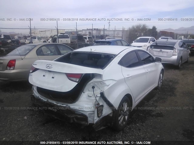 5NPDH4AE8FH583117 - 2015 HYUNDAI ELANTRA SE/SPORT/LIMITED WHITE photo 4