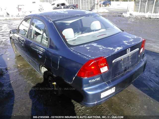 2HGES165X3H504727 - 2003 HONDA CIVIC LX BLUE photo 3