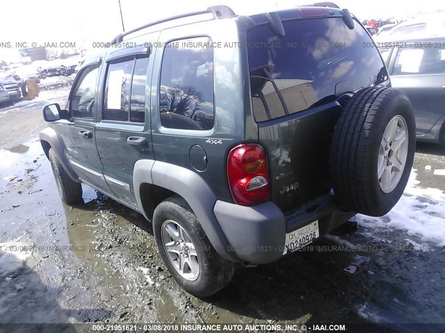 1J4GL48K12W121486 - 2002 JEEP LIBERTY SPORT 绿色 照片 3