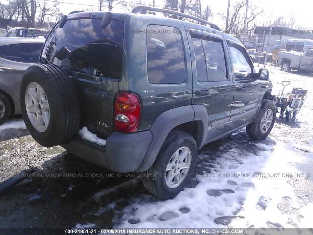 1J4GL48K12W121486 - 2002 JEEP LIBERTY SPORT 绿色 照片 4