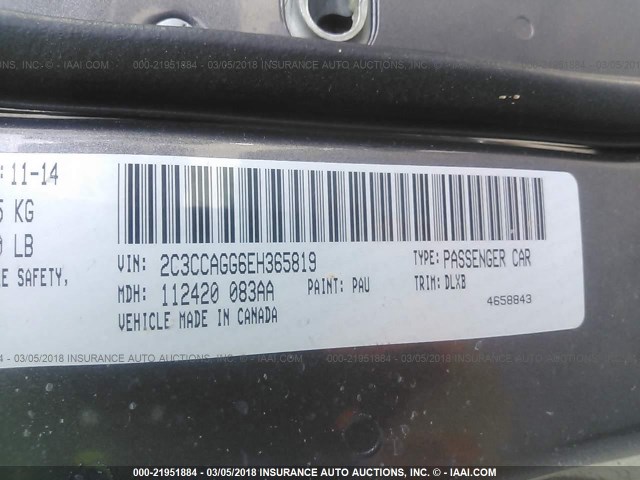 2C3CCAGG6EH365819 - 2014 CHRYSLER 300 S GRAY photo 9