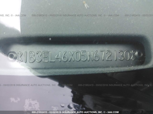 1B3EL46X05N672130 - 2005 DODGE STRATUS SXT SILVER photo 9