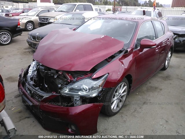 JTHKD5BHXD2124945 - 2013 LEXUS CT 200 MAROON photo 2