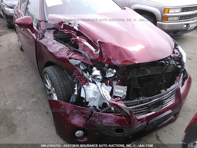 JTHKD5BHXD2124945 - 2013 LEXUS CT 200 MAROON photo 6