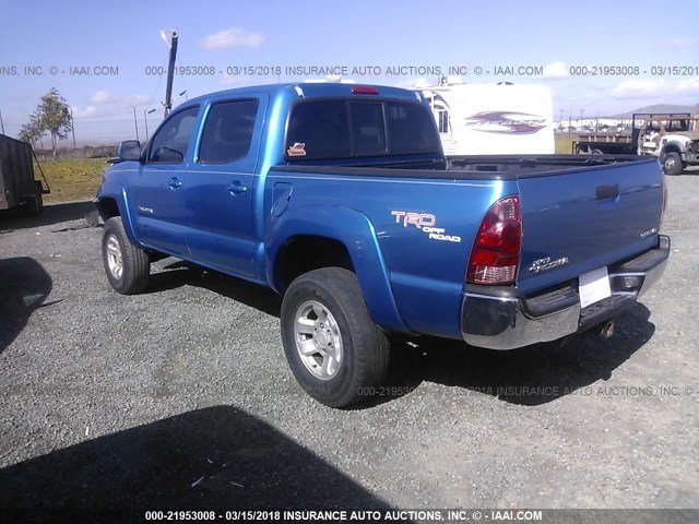 5TEJU62N35Z138479 - 2005 TOYOTA TACOMA DOUBLE CAB PRERUNNER BLUE photo 3
