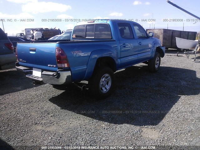 5TEJU62N35Z138479 - 2005 TOYOTA TACOMA DOUBLE CAB PRERUNNER BLUE photo 4