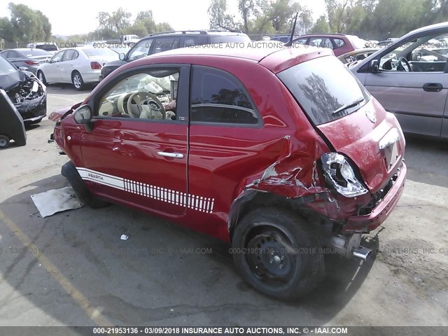 3C3CFFAR4CT237713 - 2012 FIAT 500 POP RED photo 3