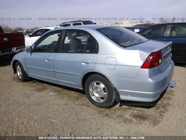 JHMES96614S001974 - 2004 HONDA CIVIC HYBRID Light Blue photo 3