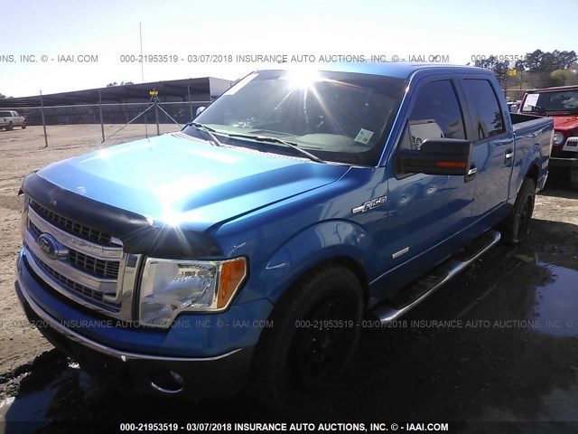 1FTFW1CT8EKE29337 - 2014 FORD F150 SUPERCREW BLUE photo 2