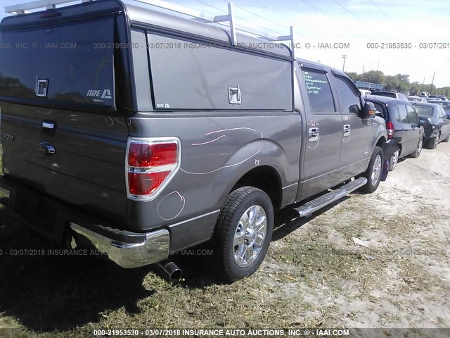 1FTFW1CT7DKG41306 - 2013 FORD F150 SUPERCREW GRAY photo 4