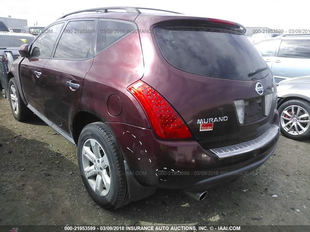 JN8AZ08T77W524542 - 2007 NISSAN MURANO SL/SE/S MAROON photo 3