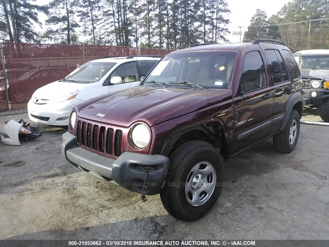 1J4GK48K42W116740 - 2002 JEEP LIBERTY SPORT MAROON photo 2