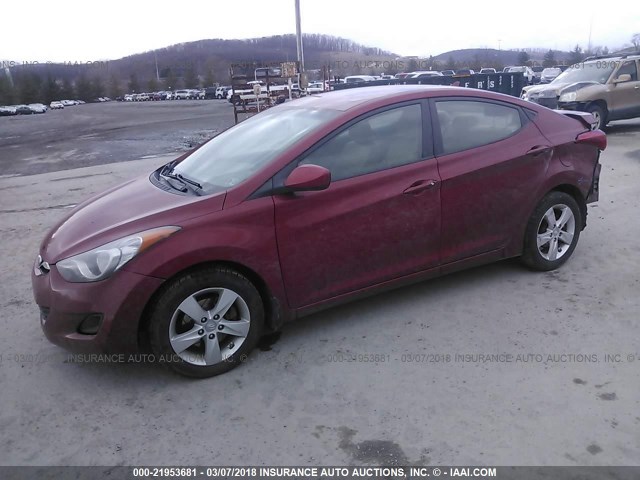 KMHDH4AE7BU138203 - 2011 HYUNDAI ELANTRA GLS/LIMITED RED photo 2