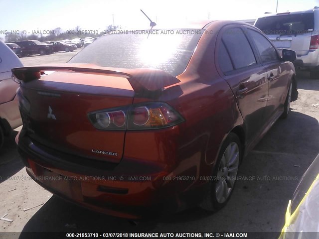 JA32U8FW0AU029157 - 2010 MITSUBISHI LANCER GTS ORANGE photo 4