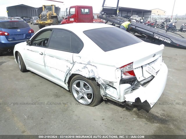 4S3BL616686216630 - 2008 SUBARU LEGACY 2.5I WHITE photo 3