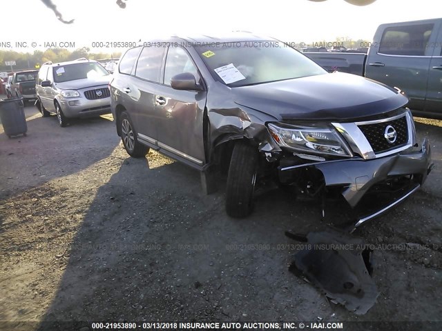 5N1AR2MN8FC683452 - 2015 NISSAN PATHFINDER S/SV/SL/PLATINUM GRAY photo 1