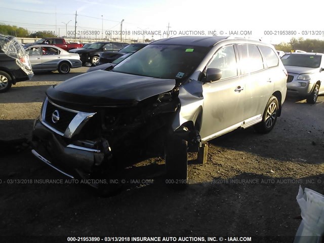 5N1AR2MN8FC683452 - 2015 NISSAN PATHFINDER S/SV/SL/PLATINUM GRAY photo 2