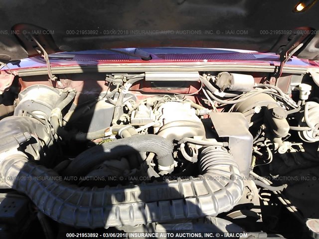 1FTCR14U4MPA45235 - 1991 FORD RANGER SUPER CAB RED photo 10