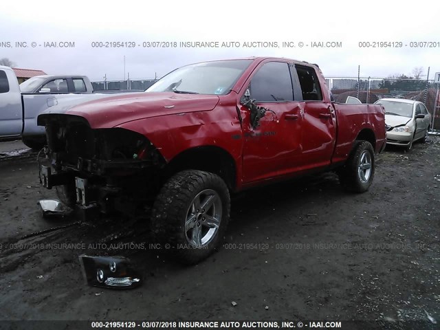 1D7RV1GT9BS583499 - 2011 DODGE RAM 1500 RED photo 2