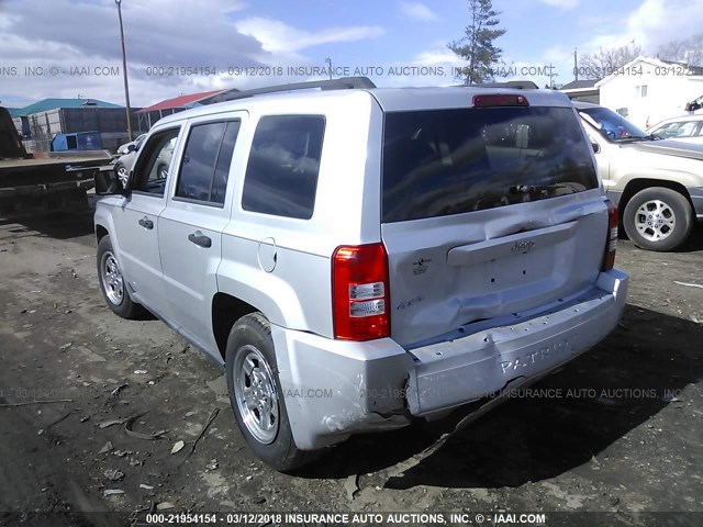 1J8FF28W18D707456 - 2008 JEEP PATRIOT SPORT SILVER photo 3