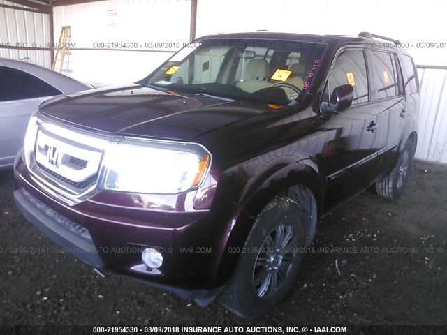 5FNYF3H42AB021445 - 2010 HONDA PILOT EX MAROON photo 2