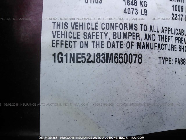 1G1NE52J83M650078 - 2003 CHEVROLET MALIBU LS მუქწითელი ფოტო 9