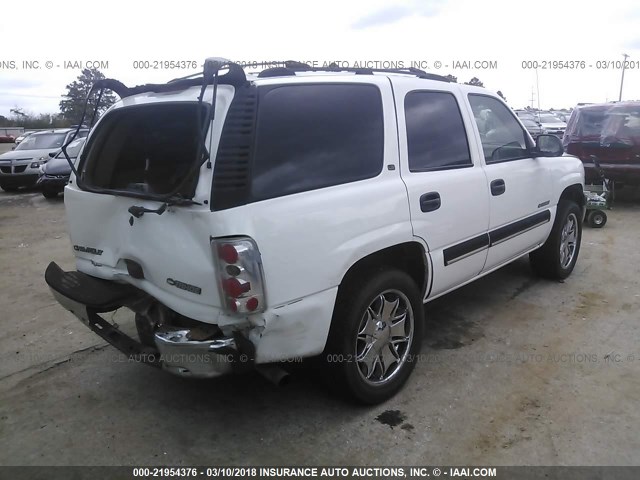 1GNEC13T01R217254 - 2001 CHEVROLET TAHOE C1500 WHITE photo 4