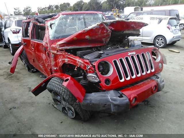 1C4HJWEG4GL196560 - 2016 JEEP WRANGLER UNLIMITE SAHARA RED photo 1