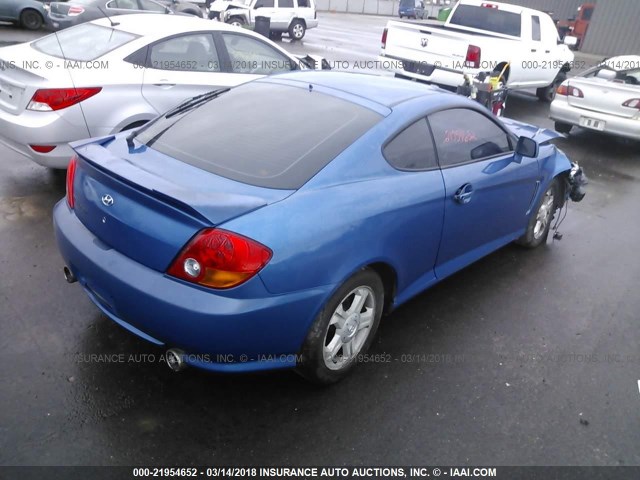 KMHHM65D64U115752 - 2004 HYUNDAI TIBURON BLUE photo 4