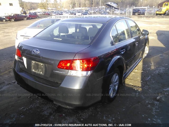 4S3BMBC67B3258851 - 2011 SUBARU LEGACY 2.5I PREMIUM GRAY photo 4